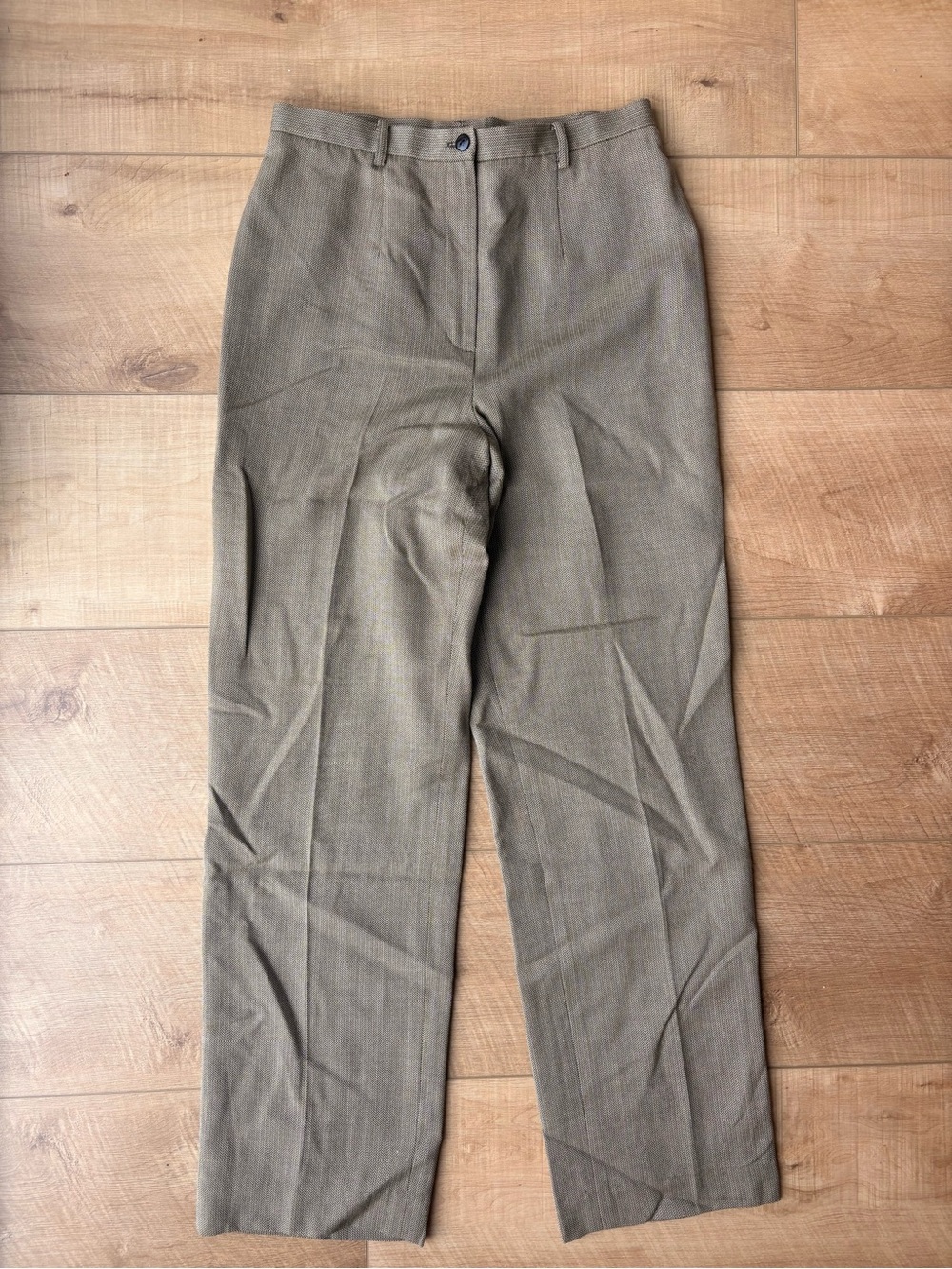 Women's Vintage Carlisle 100% Wool Golden Tan/Brown Herringbone Pants. Size 10 - Picture 6 of 14